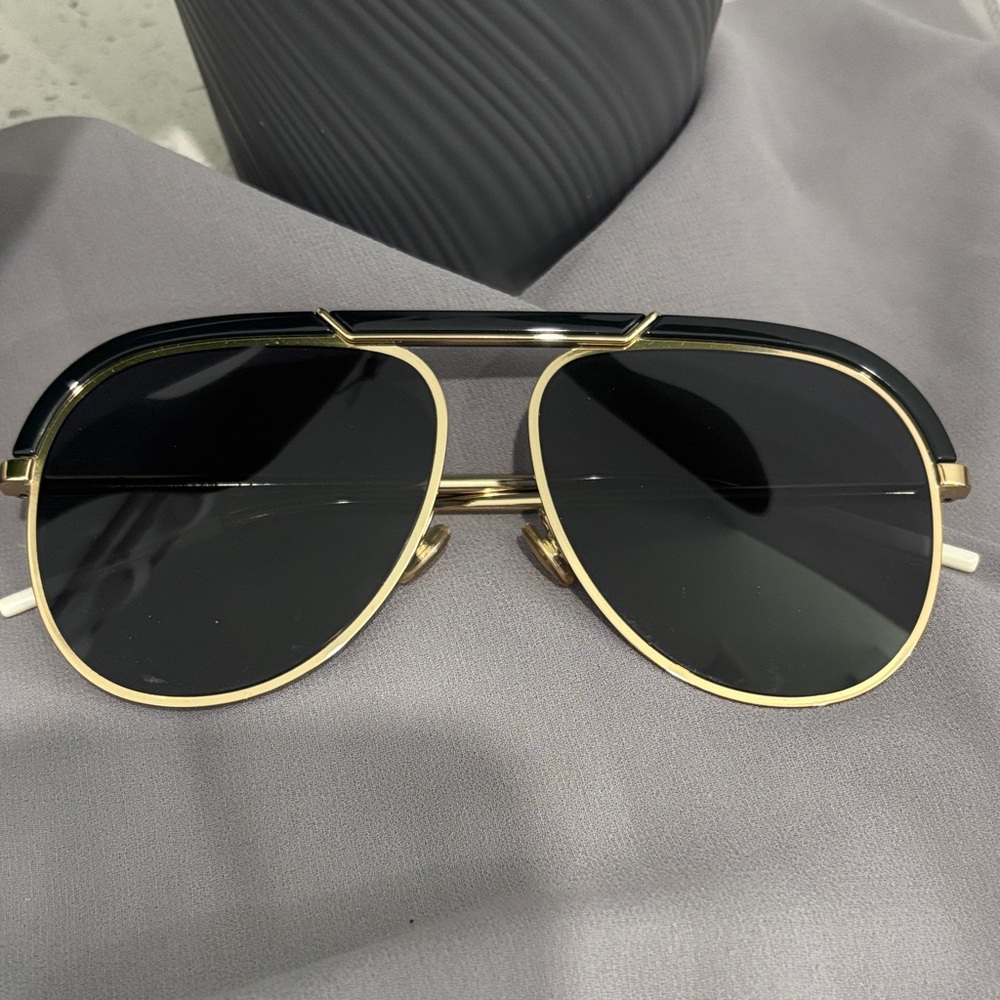 Dior Black and Gold Aviator Sunglasses